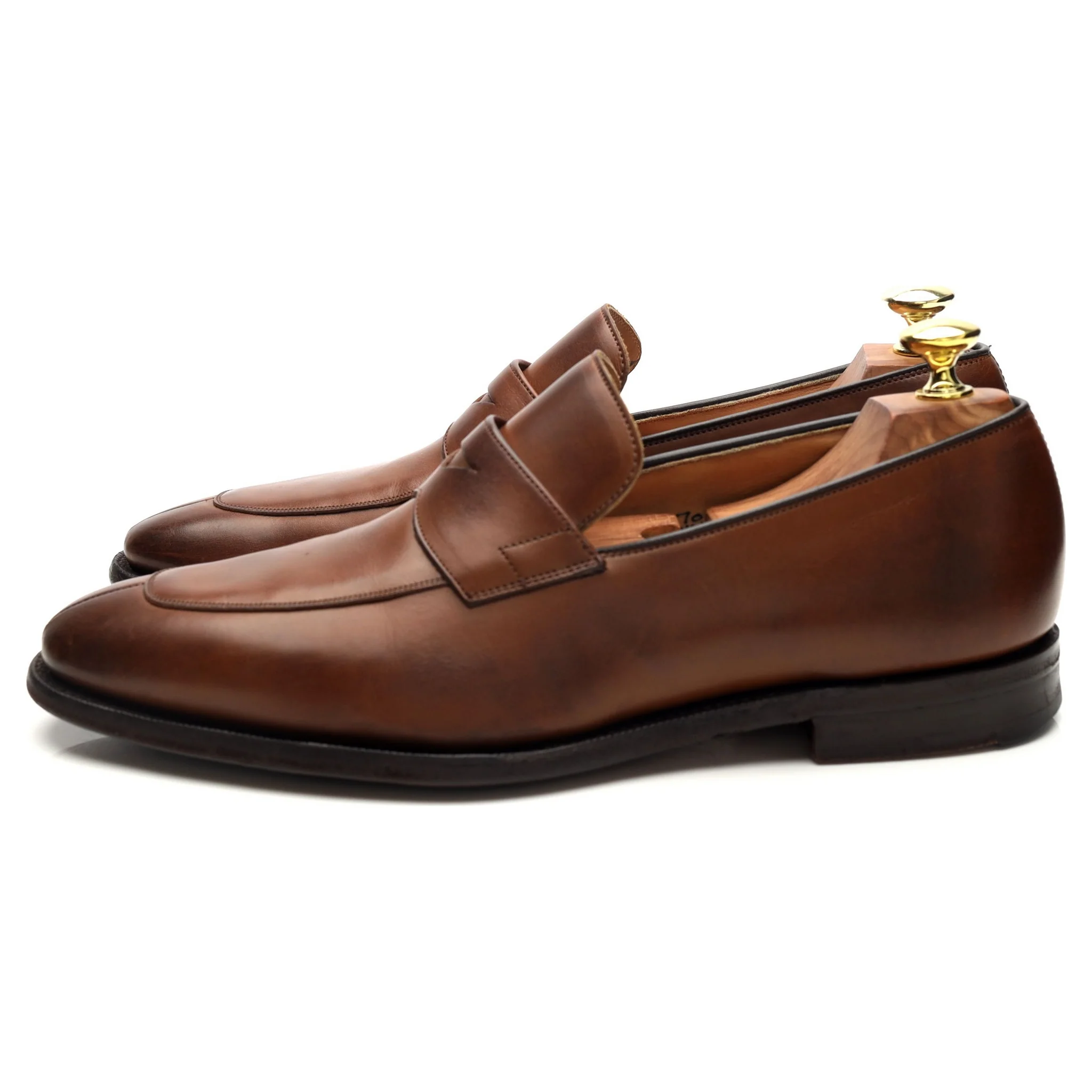 'Swanley' Brown Leather Split Toe Penny Loafers UK 7 G - Image 3